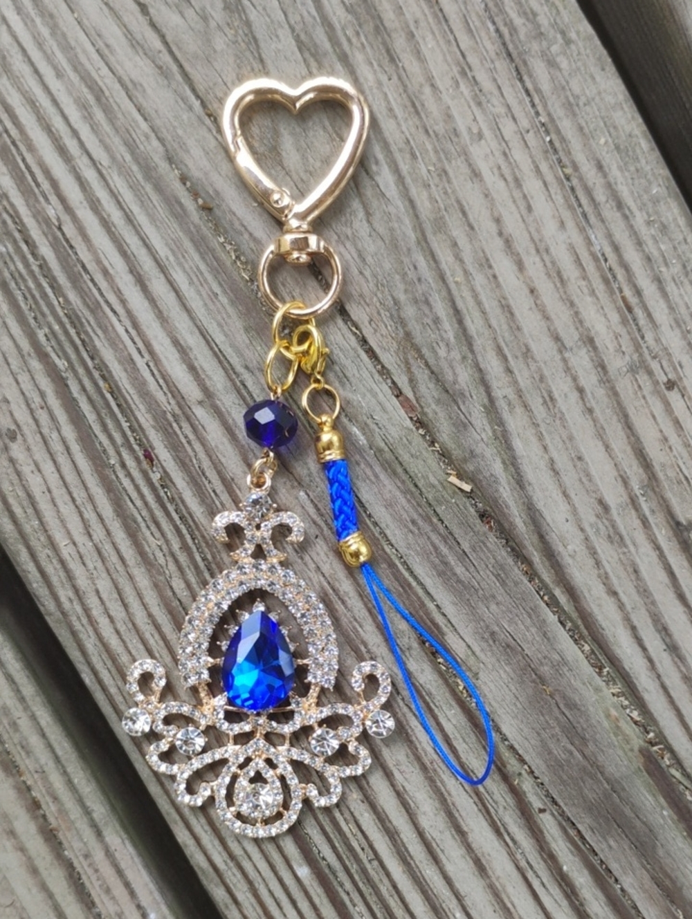Handmade art Deco rhinestone bag charm keychain